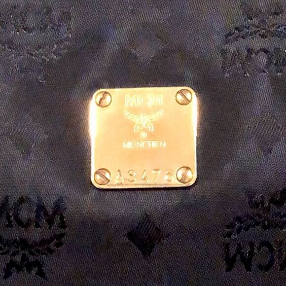 WMCM Black and Gold Monogram Shoulder Bag with Top Zipper Closure German - Picture 4 of 17